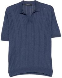 Tagliatore - Darnel V-Neck Ribbed Polo Shirt - Lyst
