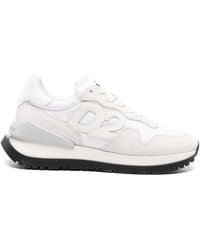 DSquared² - Logo-Patch Leather Lace-Up Sneakers - Lyst