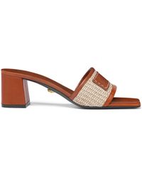 Versace - Mules Theia Barocco De Rafia Con Piel - Lyst