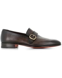 Santoni - Buckle-Fastening Leather Loafers - Lyst