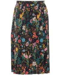 Gucci - Printed Silk Midi Skirt - Lyst