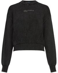 KARL LAGERFELD - Logo-Embroidered Ribbed-Knit Sweater - Lyst