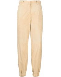 Brunello Cucinelli - Cuffed-Ankle Leather Trousers - Lyst