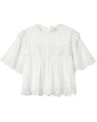 Sea - Broderie-Anglaise Short-Sleeve Blouse - Lyst