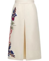 Roberto Cavalli - Midi-Rok Met Geborduurde Bloemen - Lyst