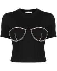 Area - Bustier-style Crystal-embellished T-shirt - Lyst
