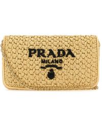 Prada - Triangle-Logo Woven Shoulder Bag - Lyst