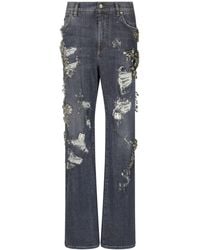 Dolce & Gabbana - Distressed Straight-leg Jeans - Lyst