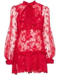 Ermanno Scervino - Lace Pussy-Bow Mini Dress Set - Lyst