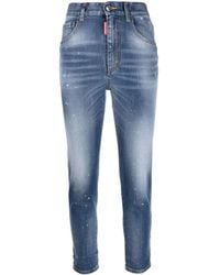 DSquared² - Paint-Splatter Skinny Cropped Jeans - Lyst