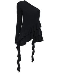 Love Moschino - One-Shoulder Ruffled Top - Lyst