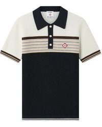 CASABLANCA - Café Culture Striped Logo-Patch Polo Shirt - Lyst