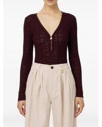 Elisabetta Franchi - Logo-Pattern Zip-Front Top - Lyst