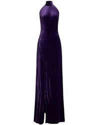 Ralph Lauren - Halter-Neck Velvet Maxi Dress - Lyst
