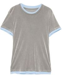 JNBY - Contrast-Trim Velvet T-Shirt - Lyst
