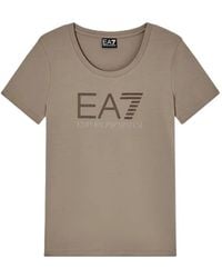 EA7 - Rhinestone-Logo T-Shirt - Lyst