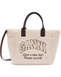 Ganni - Shearling Small Tote Bag - Lyst