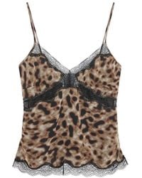 16Arlington - Clio Lace-Trim Leopard-Print Top - Lyst