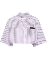 Palm Angels - Logo-tag Cropped Striped Shirt - Lyst