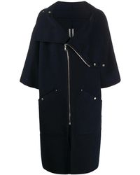 Rick Owens Oversized High-neck Cashmere Coat - Blue