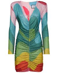 Philipp Plein - Crystal-embellished Rainbow-print Minidress - Lyst