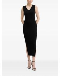 ARMANI EXCHANGE - Ribbed-Knit V-Neck Midi Dress - Lyst