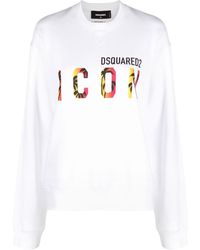 DSquared² - Icon Print Cotton Sweatshirt - Lyst