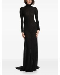 2310 STUDIO - Turtleneck Long-Sleeves Mesh Maxi Dress - Lyst