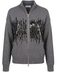 Peserico - Sequin-Embellished Zip-Up Cardigan - Lyst