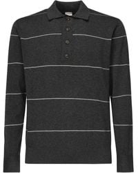 Eleventy - Striped Long-Sleeve Polo Shirt - Lyst