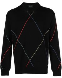 PS by Paul Smith - Stripe-detail Crew-neck Jumper - Lyst