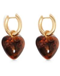Bimba Y Lola - Hoop Earrings With Amber Resin Heart - Lyst