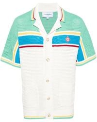 Casablancabrand - Striped Crochet-knit Shirt - Lyst