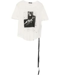 Ann Demeulemeester - Graphic-Print Ribbon-Detail T-Shirt - Lyst
