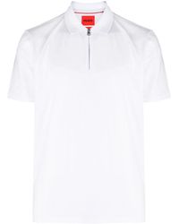 HUGO - Half-Zip Cotton-Blend Polo Shirt - Lyst