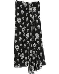 McQueen - Skull-Print Draped Maxi Skirt - Lyst