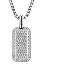 David Yurman - Sterling Deco Diamond Tag (27Mm) - Lyst