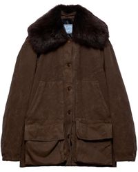 Prada - Veste En Toile À Col Lainé - Lyst