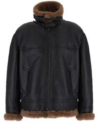 Saint Laurent - Shearling-Trim Leather Jacket - Lyst