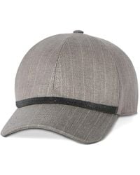 Brunello Cucinelli - Sparkling Virgin-Wool Pinstripe Baseball Cap With Shiny Band - Lyst