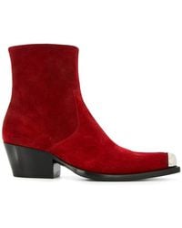 CALVIN KLEIN 205W39NYC Western Ankle Boots - Red