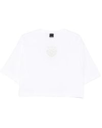 Pinko - Cropped T-Shirt With Love Birds Embroidery - Lyst