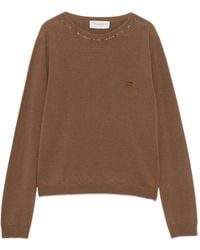 ERMANNO FIRENZE - Logo-Embroidered Bead-Embellished Sweater - Lyst