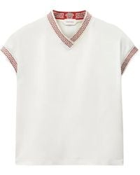 Versace - T-Shirt À Bords Greca Et Col V - Lyst