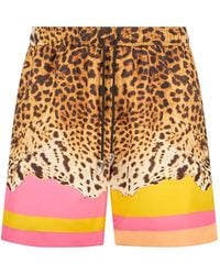 Roberto Cavalli - Leopard-Print Swim Shorts - Lyst
