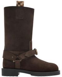 Burberry - Leather Soft Saddle Low Boots​ - Lyst