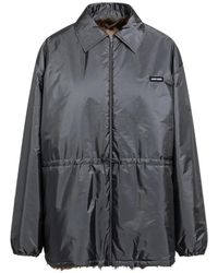 Miu Miu - Technical Fabric And Shearling Blouson Jacket - Lyst