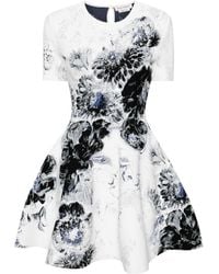 Alexander McQueen - Chiaroscuro Mini-jurk Met Bloemenprint - Lyst