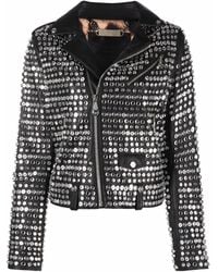 Philipp Plein - Crystal-embellished Leather Jacket - Lyst