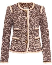 Maison Common - Leopard-Print Tweed Jacket - Lyst